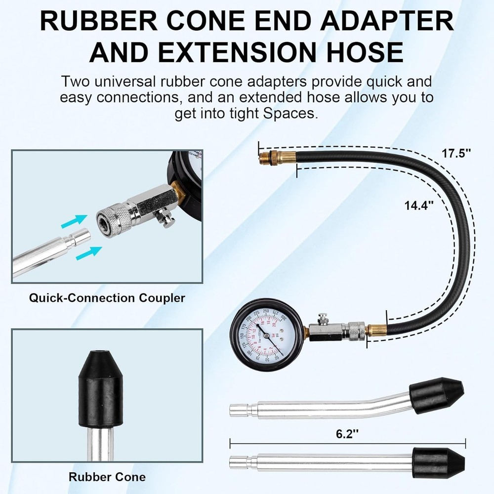 Engine Cylinder Compression Gauge Tester Kit Gas Engine Diagnostic Testing Tool