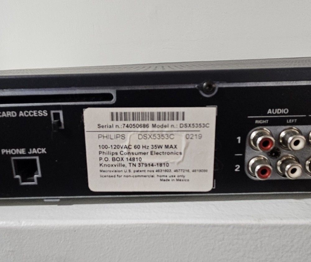 PHILLIPS DIRECT TV MULTI-SATELLITE RECEIVER DSX 5353C