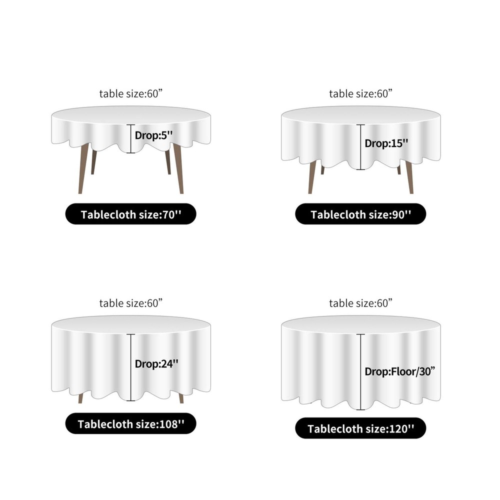 Ascoza 2pack 132 Inch Silver Round Tablecloth in Washable Polyester Fabric fo...