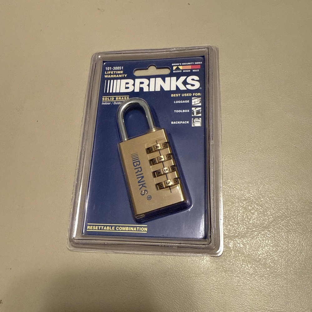 Brinks Solid Brass 4 Digital Combination Lock Padlock 3" X 1.25” New In Packging
