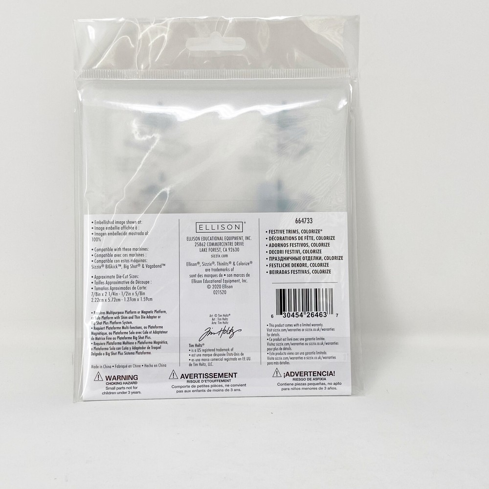 Sizzix Thinlits Tim Holtz Festive Trims Colorize Christmas Cutting Dies 664733