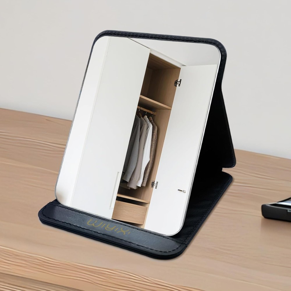 gogofree Foldable Desktop Mirror, 8" × 6" Adjustable Angle 8"L x 6"W, Black