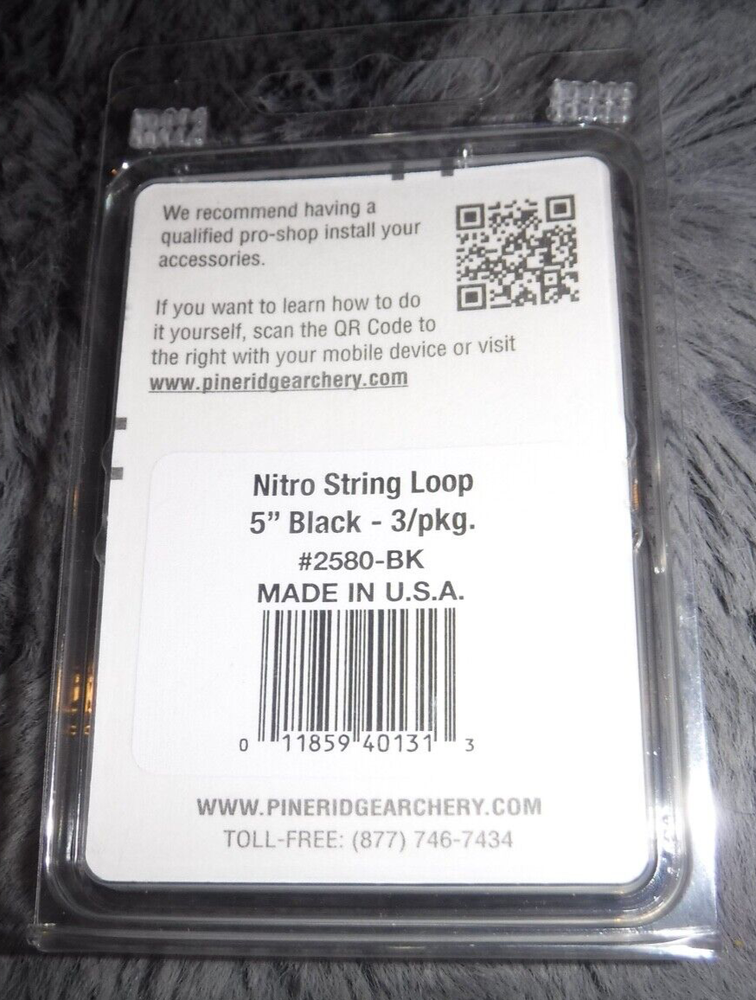 NITRO STRING LOOP BY PINE RIDGE ARCHERY 3.. 5 INCH PIECES BLACK