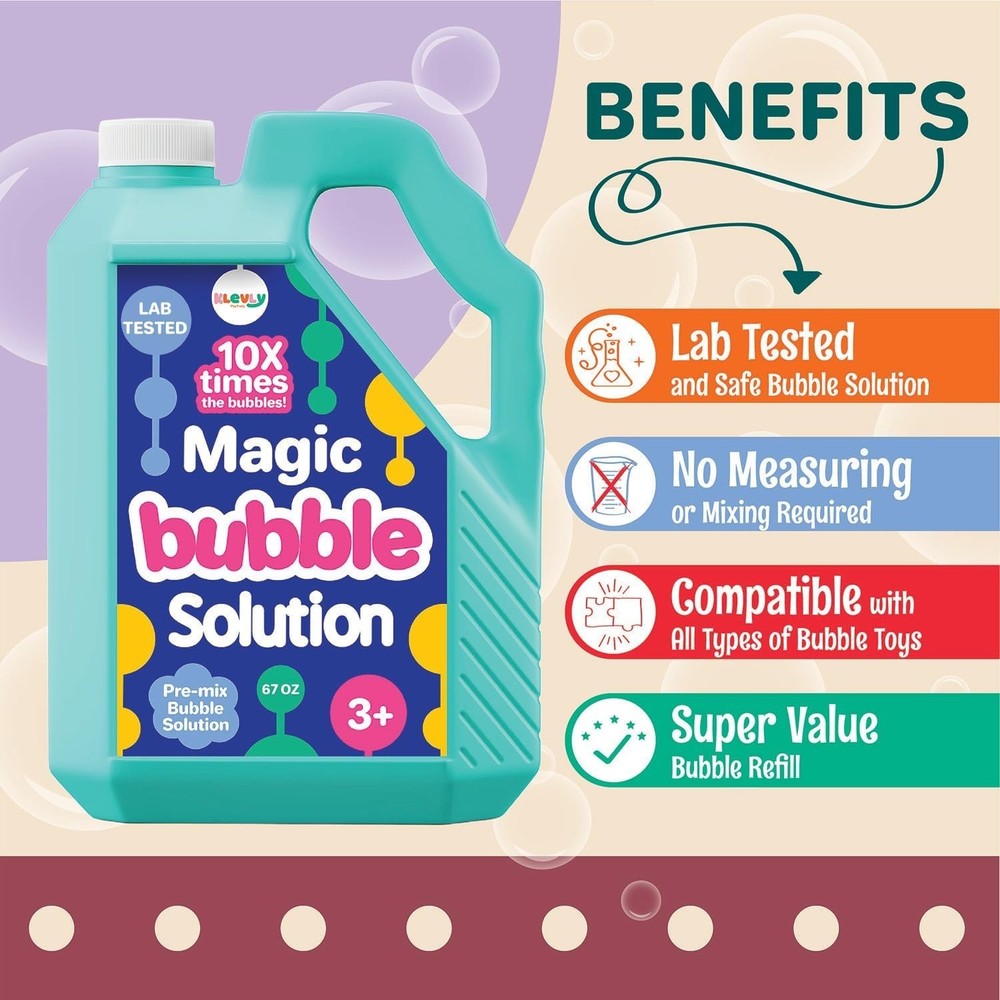 33 OZ Iridescent Bubble Solution Refill | Non-Toxic Pre-Mix Bubble Refill Sol...