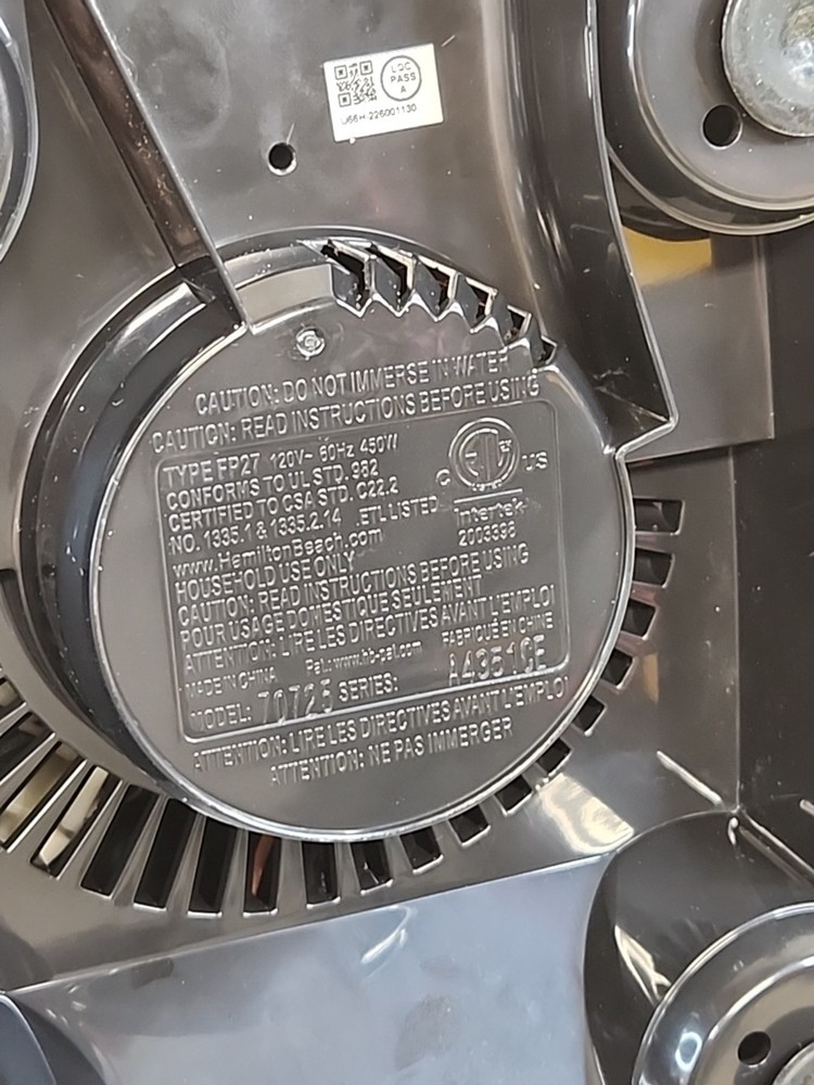 Hamilton Beach 12-Cup Stack Snap Food Processor Power Motor Base Part ONLY 70725