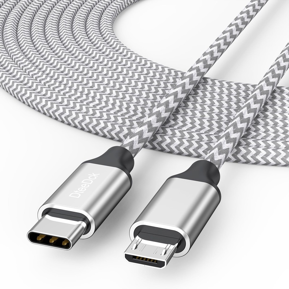 DteeDck USB C to Micro Cable 15 ft, Type C 15 Feet, Silver