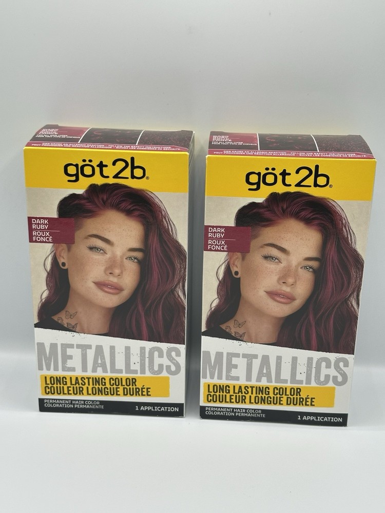 2 Schwarzkopf Got2b Metallics Permanent Hair Color, Dark Ruby