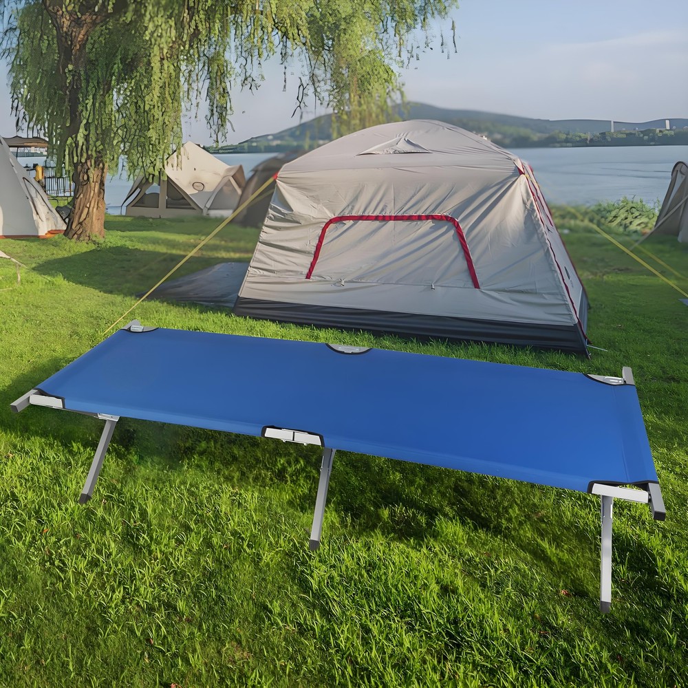 Portable Folding Camping Cot with Carrying Bag Army (Blue)