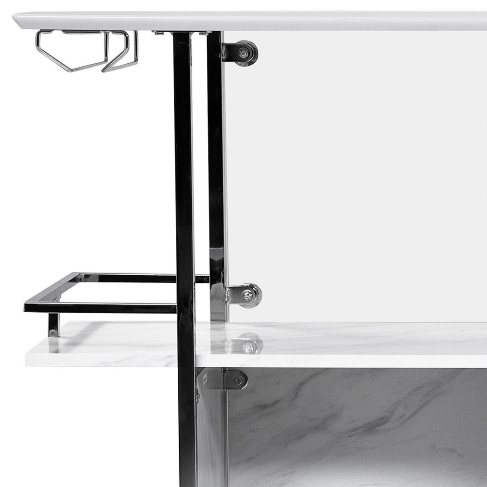 Indra 47 1/4" Wide White Wood Multi-Storage Bar Table