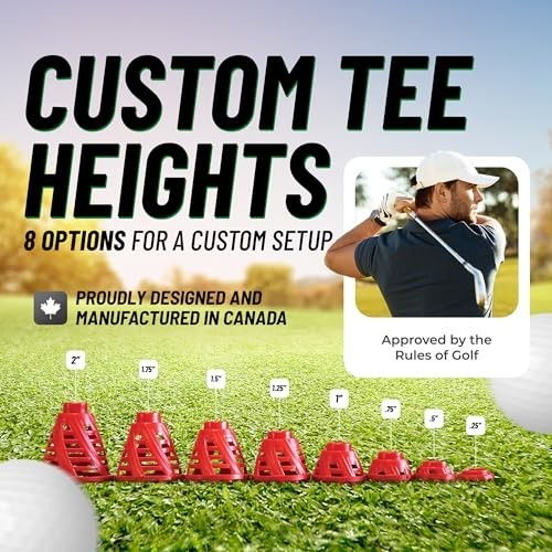 Flexible & Durable Golf Tees - PRO Speed Plus, 8 Pack for Indoor & Simulator Use