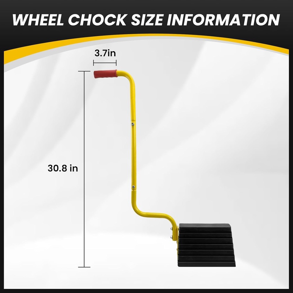 2 Pack Heavy Duty Rubber Wheel Chock with Handle, Sturdy Solid Black-handle
