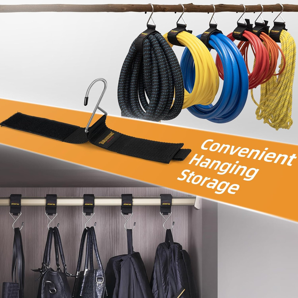 Extension Cord Organizer and Hanger (6-Pack), Hook-And-Loop Storage Straps with