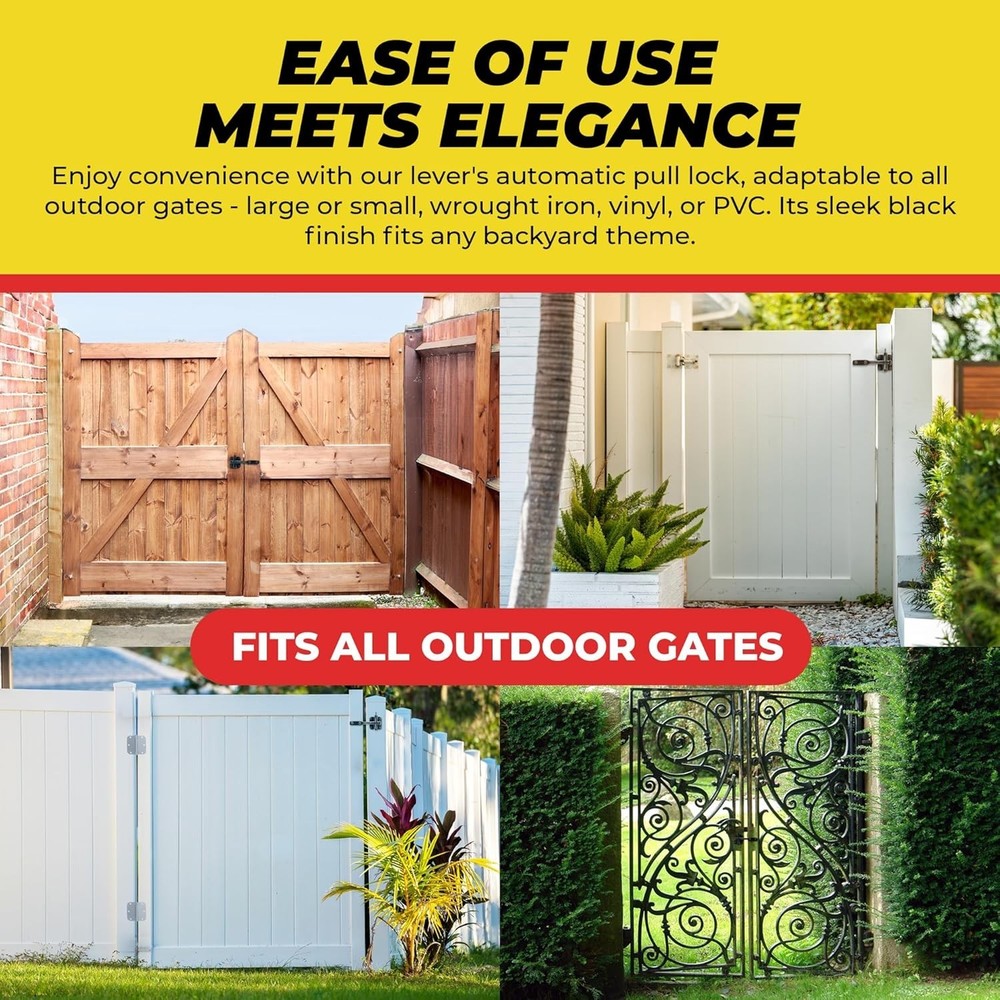 Versatile Garden Gate Latch with Automatic Locking and Quick Install Features