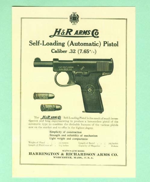 H&R Model Self-Loading Pistol Owners Manual Reproduction
