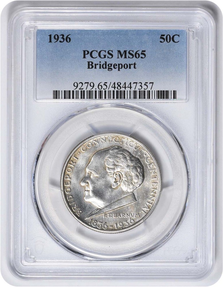 1936 Bridgeport Commemorative Silver Half MS65 PCGS