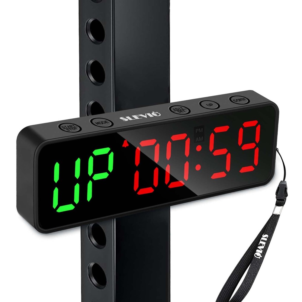 Small Gym Timer Clock Stopwatch Magnetic Workout Interval Small, Matte Black