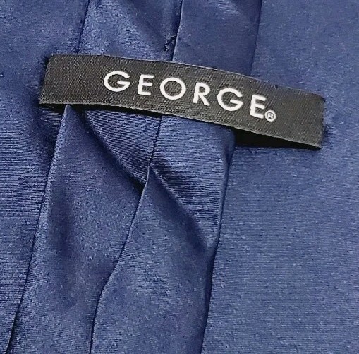 George Solid Blue Pattern Men's Silk Neck Tie 58x3.5"