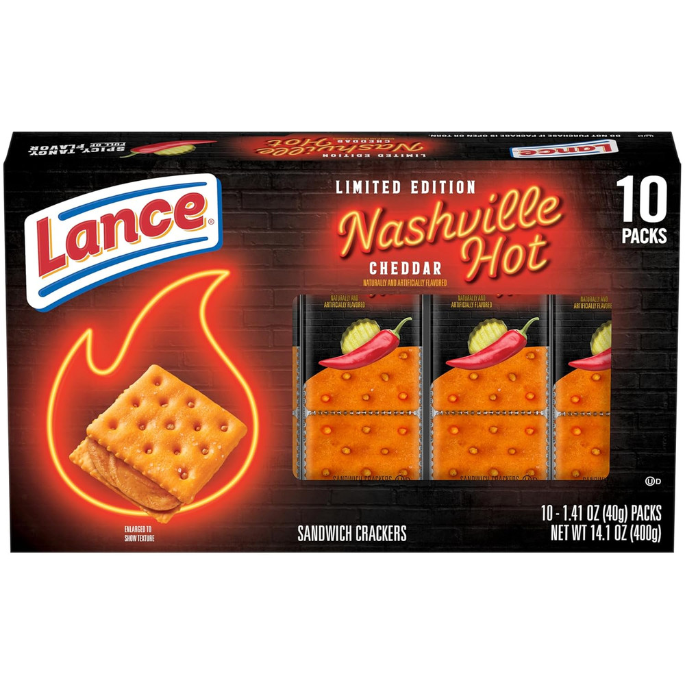 Nashville Hot Cheddar Sandwich Crackers, 10 Pack