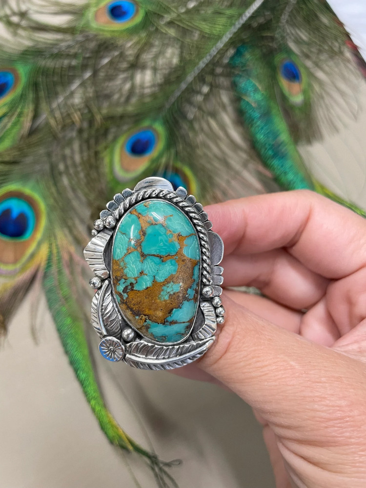 Turquoise ring size 8 1/4 sterling silver