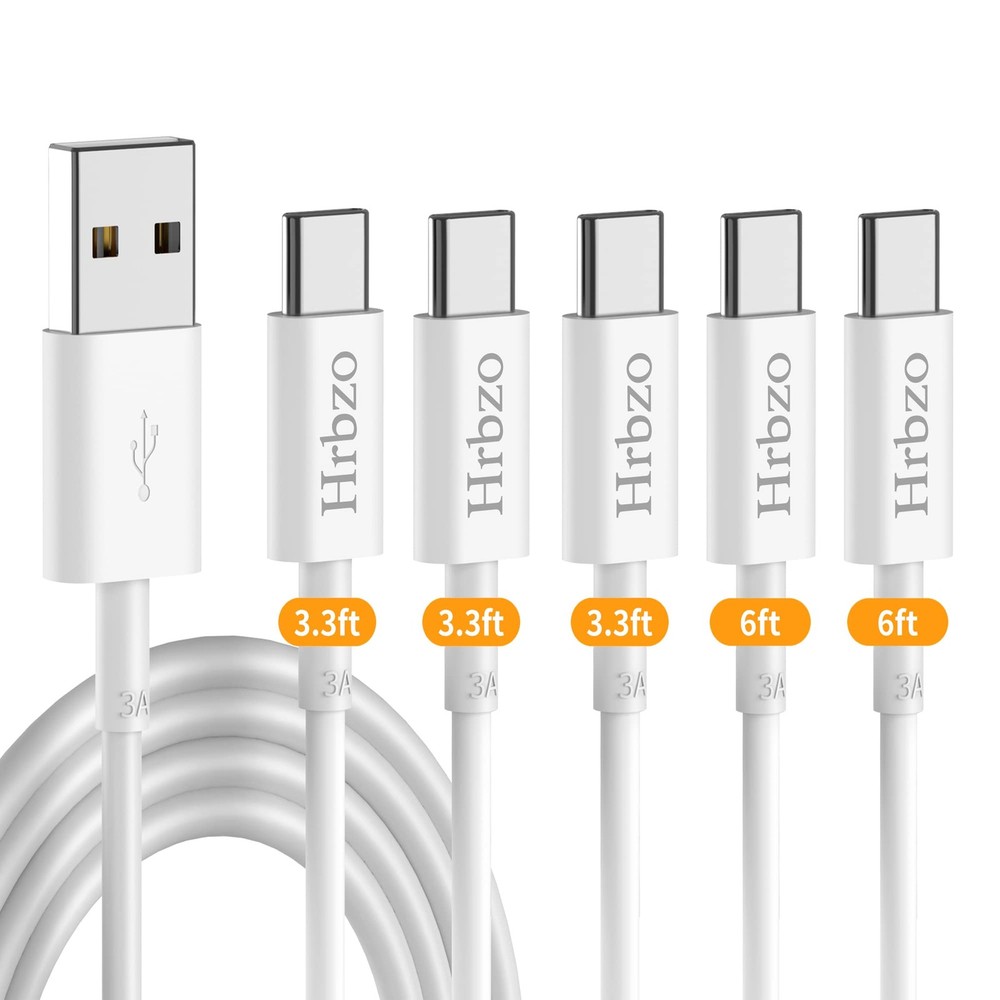 Hrbzo USB C Cable (5-Pack 3.3 ft, 6 6 white