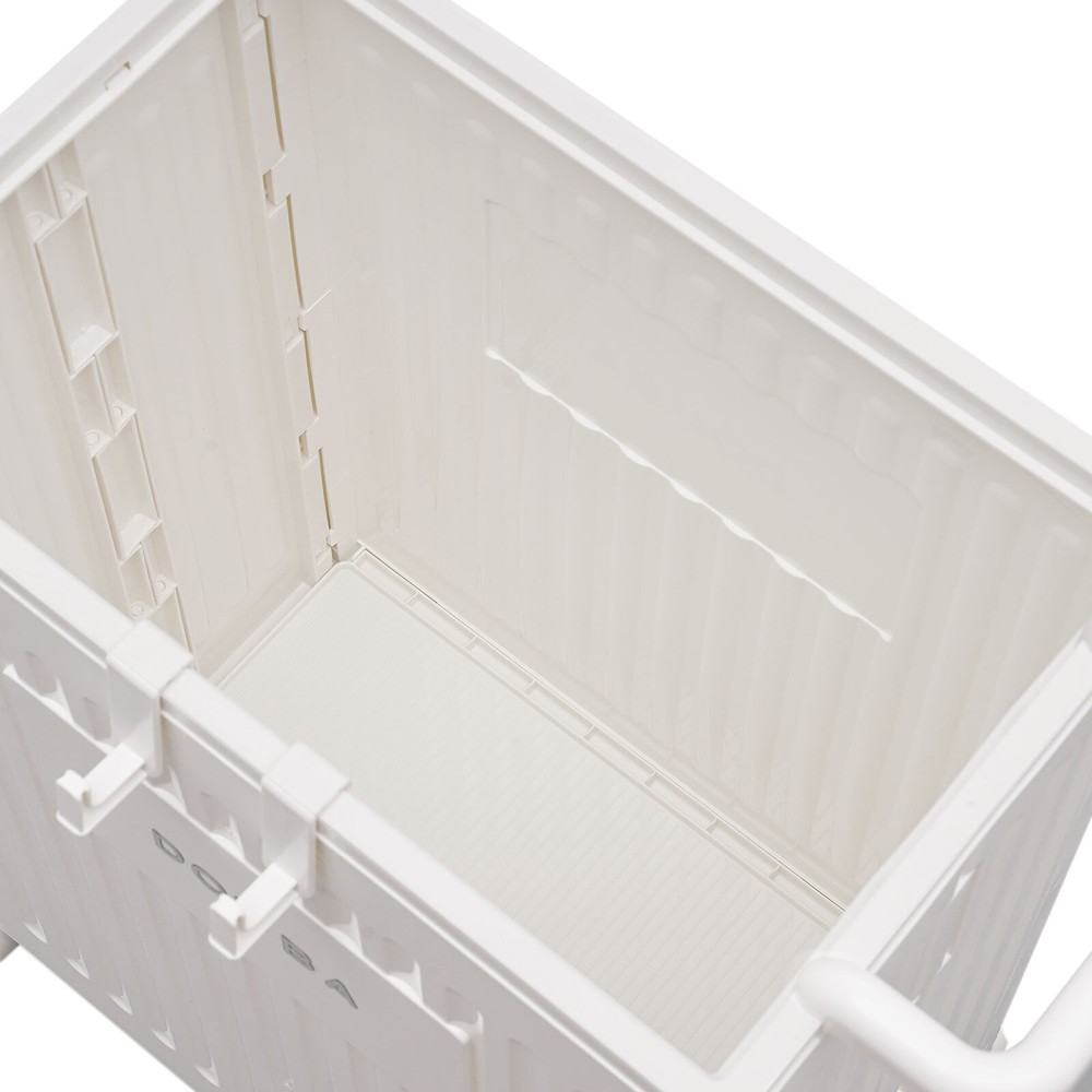 White Collapsible Storage Box with Lid & Wheels - Versatile Organizer