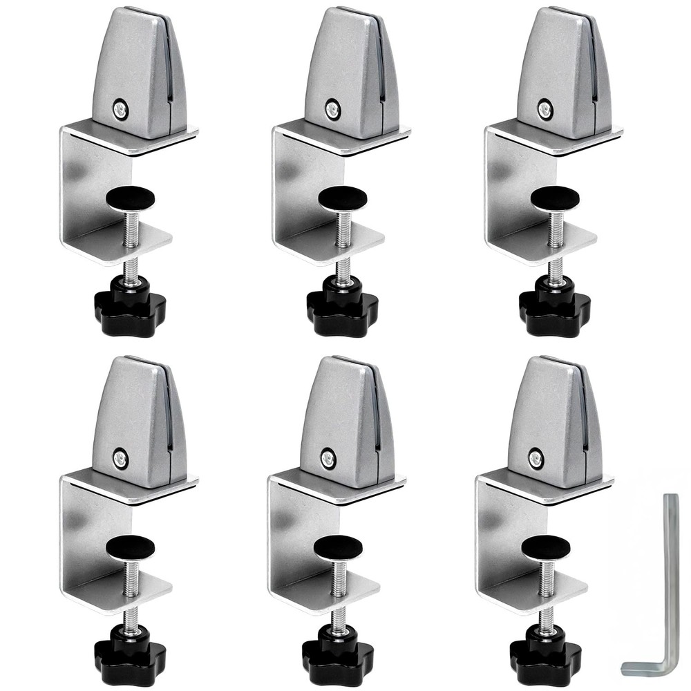 6-Pack Desk Shield Clamp for 2 to 20mm Thick Panel, Adjustable Desk Divider C...