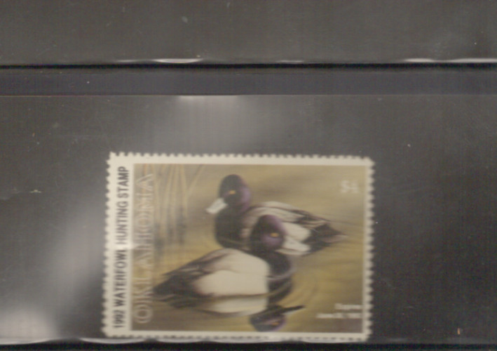 Oklahoma State Duck Stamp 1992 $4.00 at face value