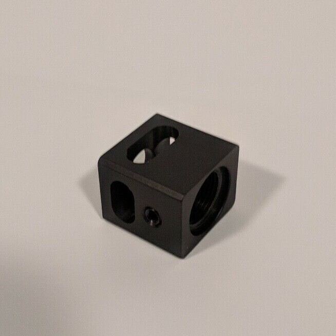 .45 cal Muzzle Brake 37/64"-28 TPI, Black anodize, Thread on, Micro
