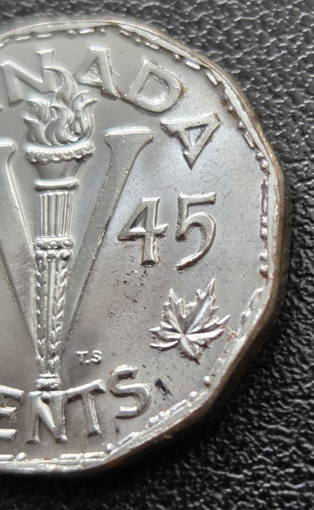 1945 Canada 5-Cent Nickel ***Strong Reverse Doubling*** BU UNC MS63+