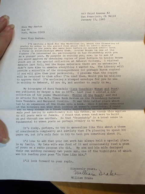 William Drake First Wave Signed Letters May Sarton Association Copy (ALS/TLS)