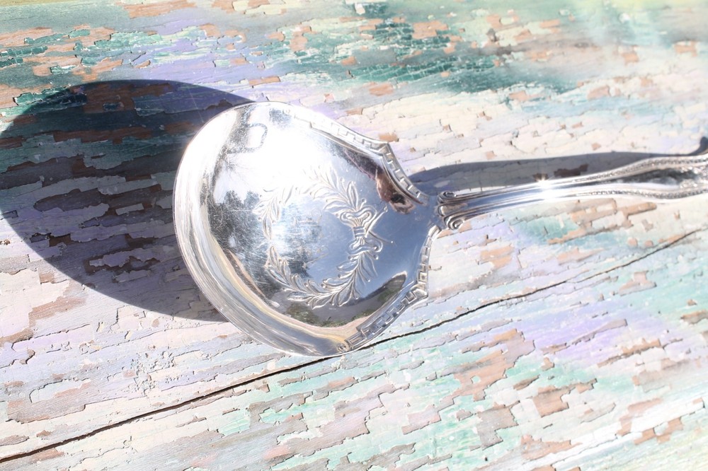 Silverplate Serving Spoon Ornate with Engraving