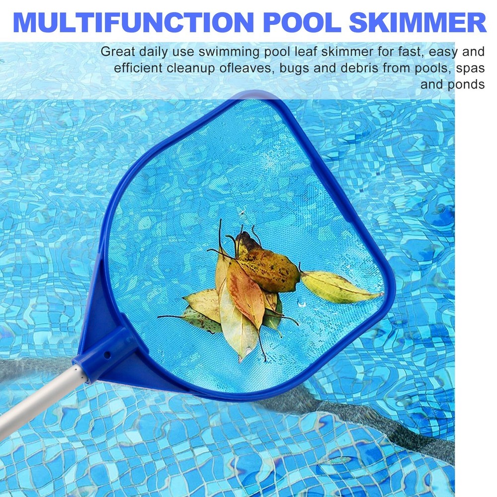 Five-Section Pool Leaf Skimmer Rake - Pop Buckle Mesh for Pool Spa Pond Cleaning