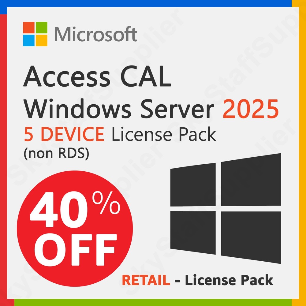 Microsoft Windows Server 2025 - 5 Device Client ACCESS Licenses (non RDS) - NEW