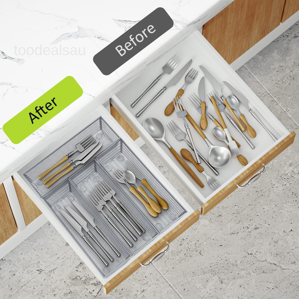 Silverware Organizer,Mesh Drawer Organizer for Pack 6, Silver-6 pack
