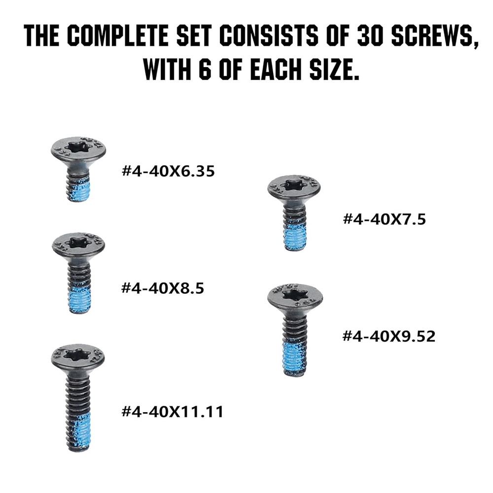30-Piece Screw Set for Red Dot Sight Optics with Various Lengths