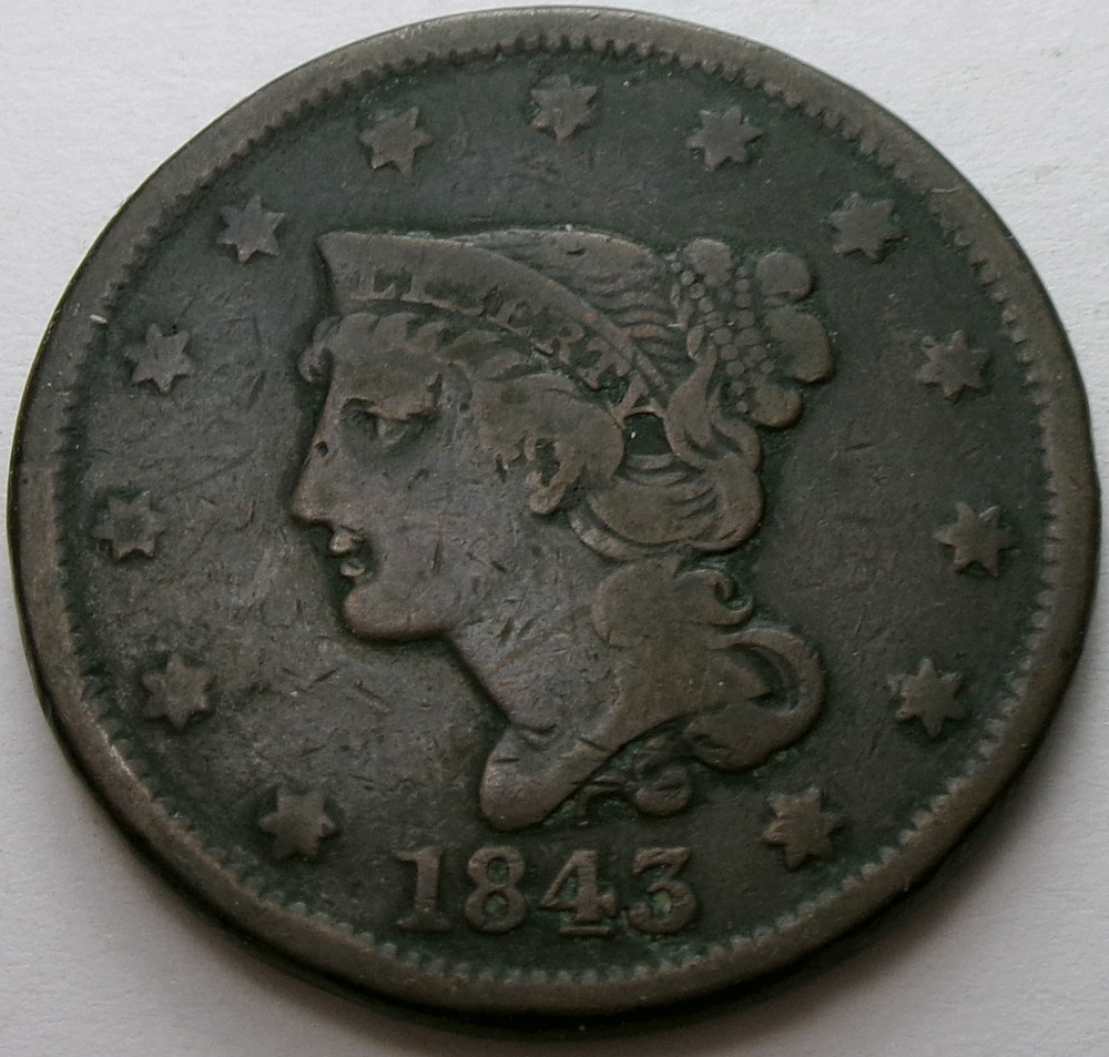1843 Braided Hair Large Cent