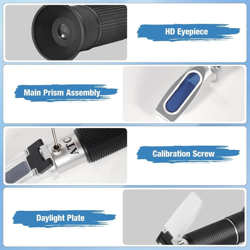 Brix Refractometer with ATC Dual Scale Specific Gravity Hydrometer for Wine Maki