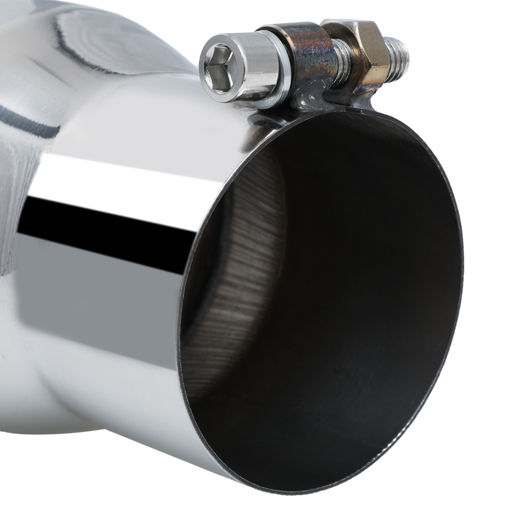 Chrome 12" Slant Exhaust Pipe Tail 4"Inlet 6"Outlet Muffler Digonal Cut Roll Tip