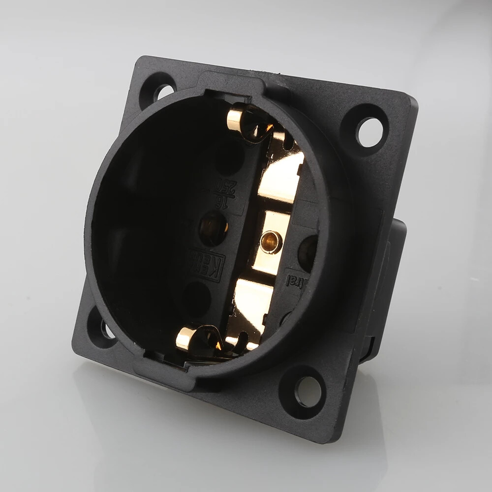 Gold Plated EU Electrical Socket Type F - German Schuko Panel Mount EU Socket