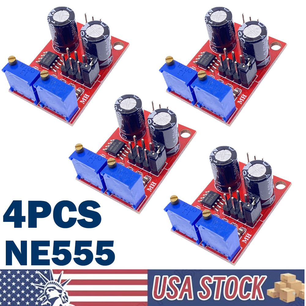4PACK NE555 Duty Cycle Pulse Frequency Adjustable Square Wave Generator Module