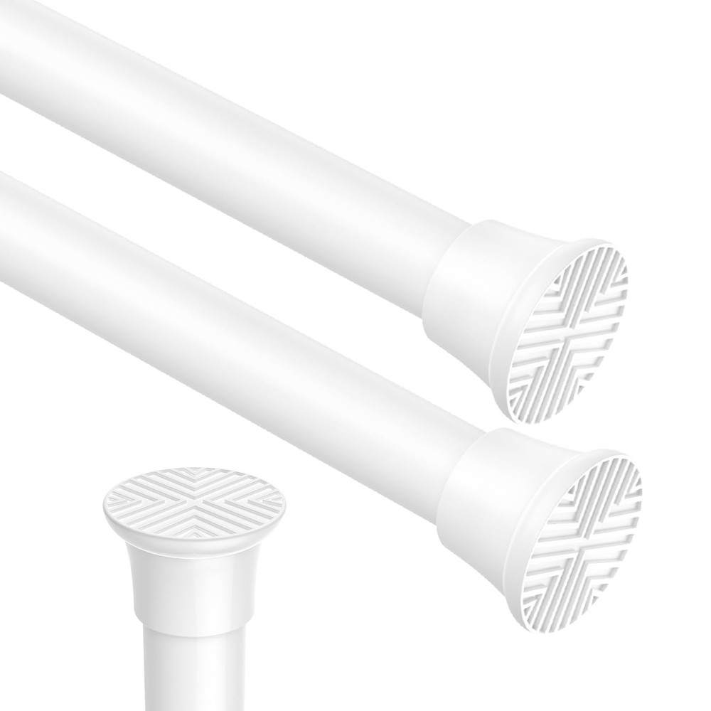 Adjustable Tension Rod Spring Loaded 18-36 Inch 2 Pack For Kitchen White