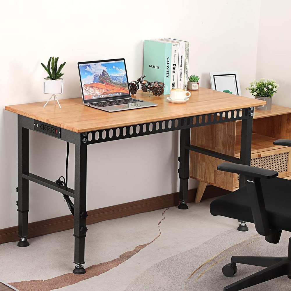 Adjustable Workbench with Power Outlet, 2000 LBS Load Capacity for Workshop