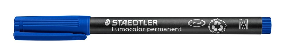 Staedtler 10 Pack Blue Permanent Markers Quick Dry Refillable Medium Tip
