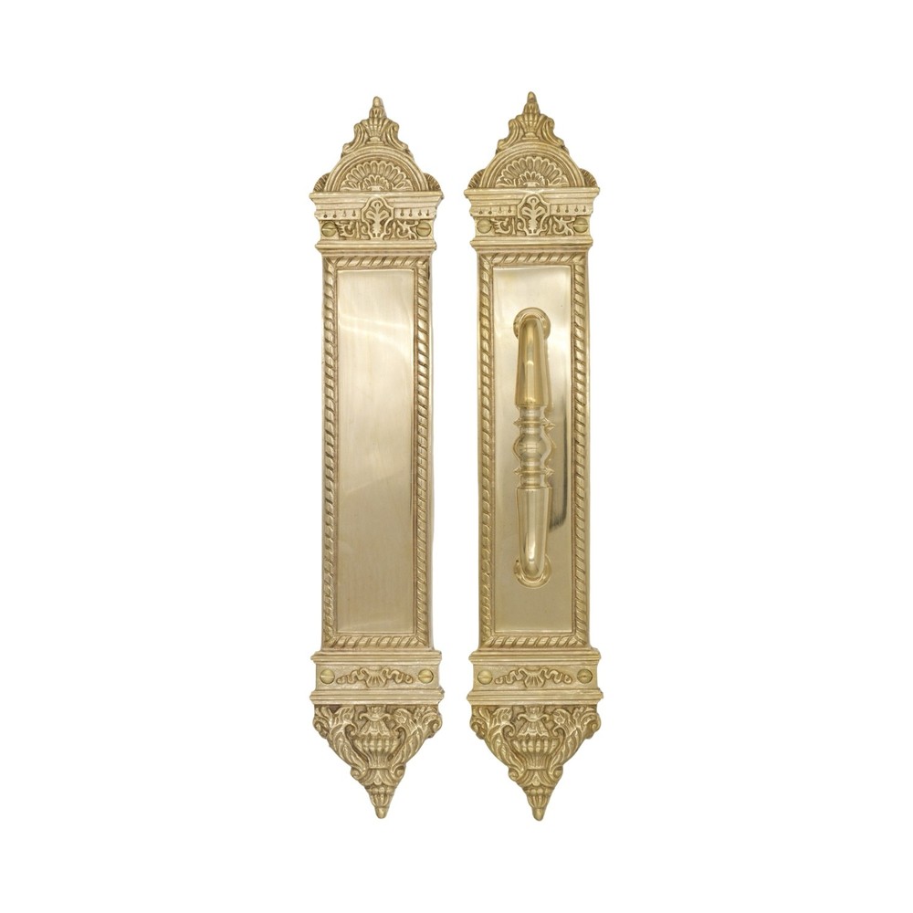 Solid Brass Push and Pull Door Handle Set - The Fan - Polished Brass