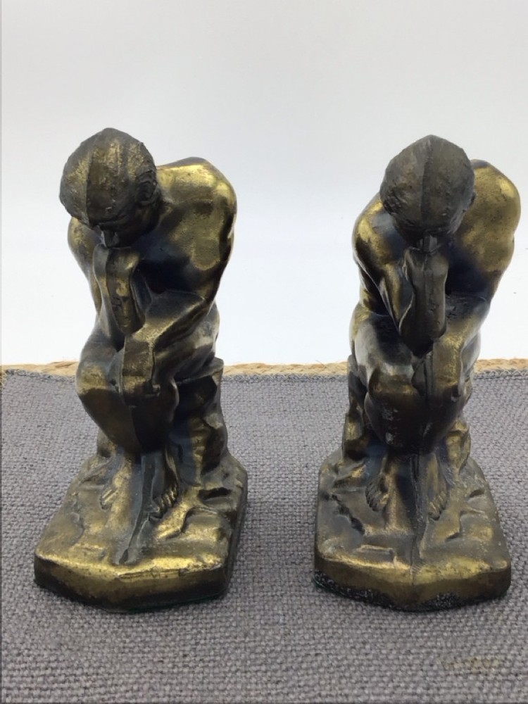 Vintage Brass "The Thinker" Bookends