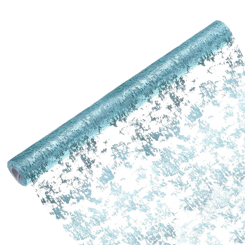 Light Blue Table Runner Roll 20" x 15Ft Sequin Foil Metallic Mesh Table Runner