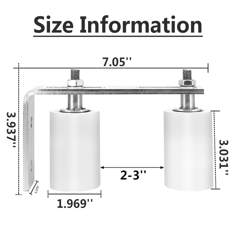 Gate Roller Guide Adjustable 3'' Nylon Rollers Heavy Duty L Shaped Zinc Brack...