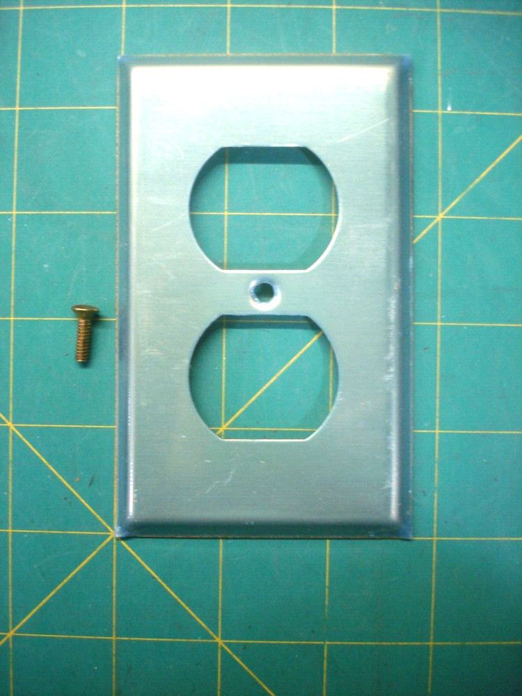 BRASS OUTLET COVER & SCREW THICK SOLID VERY WELL MADE NOS