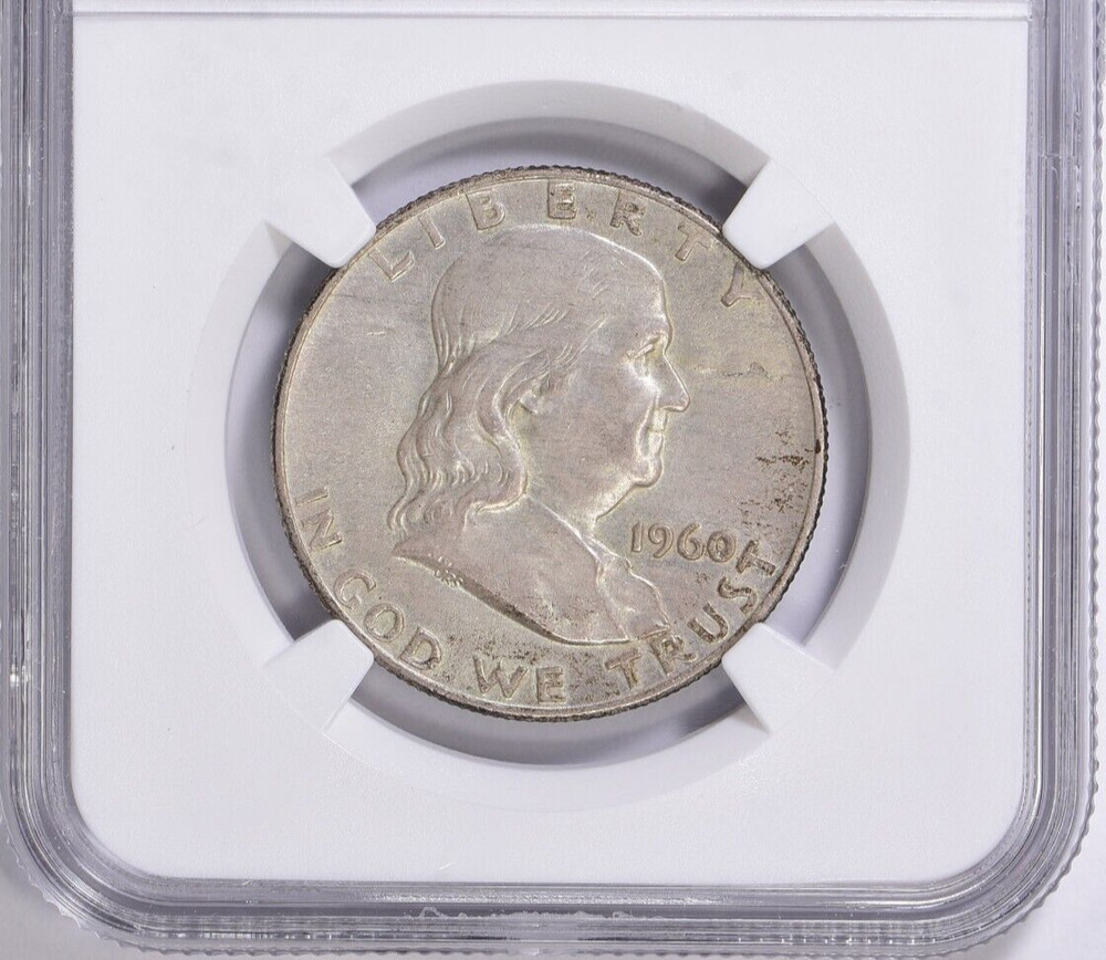 1960 Franklin Silver Half Dollar NGC MS-64 Obverse Lamination Mint Error Bubble?