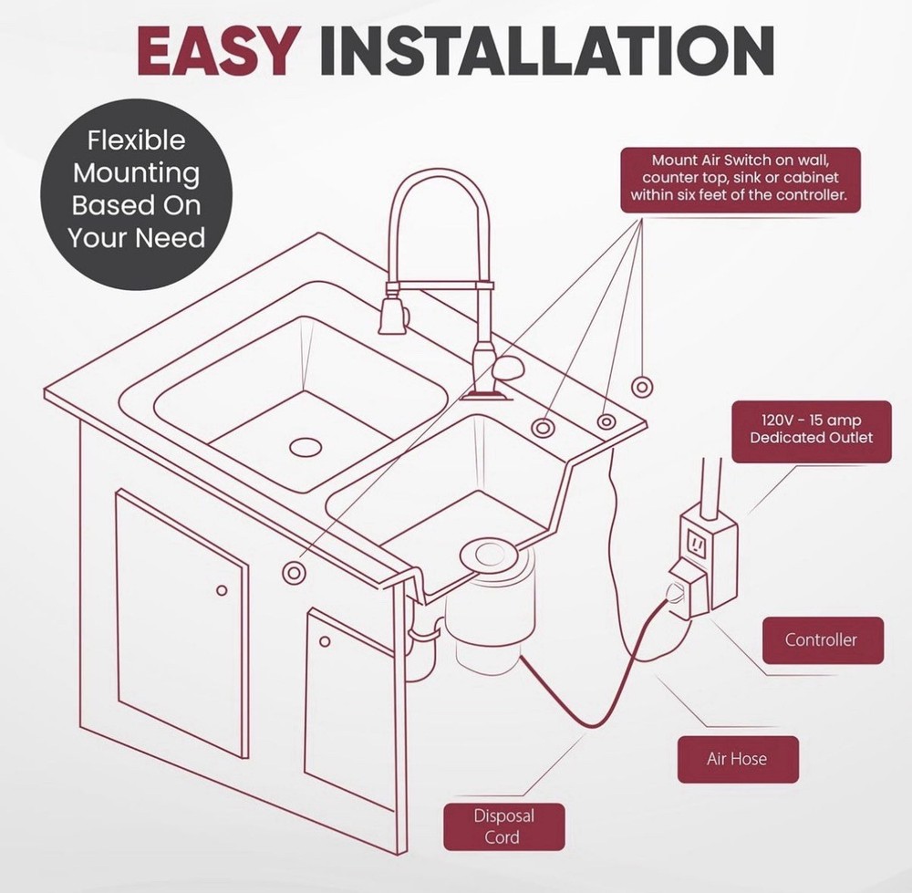 White Air Activated Garbage Disposal Switch Brass Button Compact Installation...